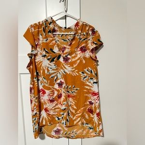 Yellow floral printed top